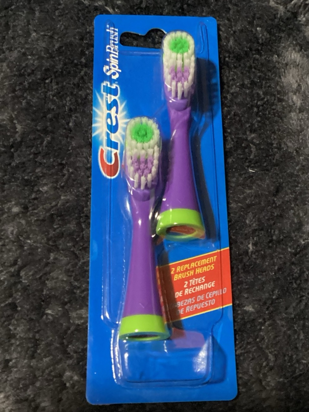 Crest Spin Brush Classic Replacement Heads 2 Pack Purple/Green/White Spinbrush